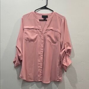 Attention Blush Pink Button-Up Blouse